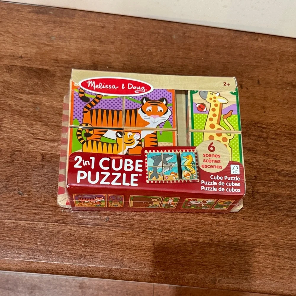NWT Melissa & Doug 2-in-1 Animal Cube Puzzle
